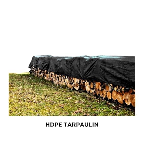 Image of 30Ft x 30Ft Tarpaulin Sheet Waterproof Tirpal Heavy Duty Tadpatri with Aluminium Eyelets Each Coners - Multipurpose Cover Tharpai (30 * 30 FEET, 150 GSM) (Black, 30x30 FT)