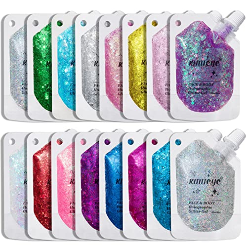 Holographic Face Glitter Gel Body Shimmer Makeup For For Hair, Face, Clavicle, Arm, Nail, Eyeshadow, Long Lasting Waterproof Mermaid Sequins Party Glitter For Rave Festival, 1.35Oz (Illusion Purple#3) #TOP1