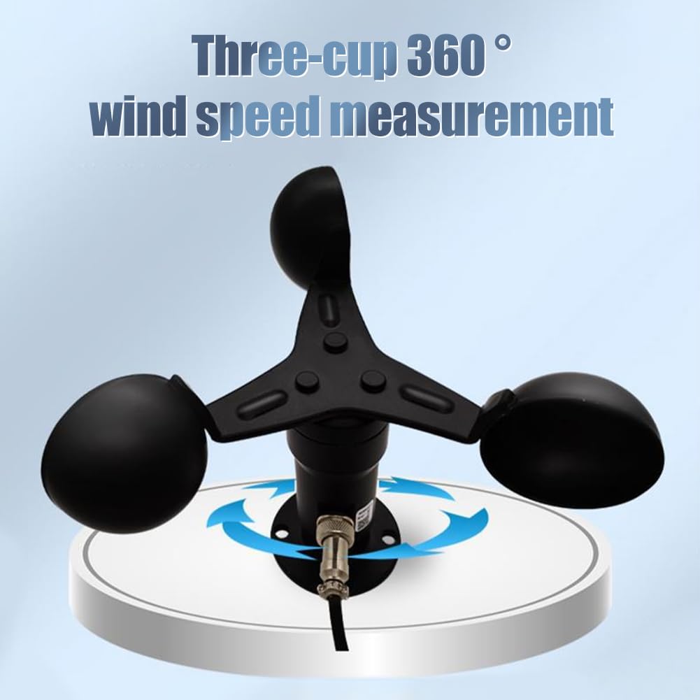 Anemómetro, Dc 12-24V Salida de Señal Sensor de Velocidad del Viento Anemómetro de Aleación de Aluminio para Invernadero, Estación Meteorológica, Muelle, Granja
