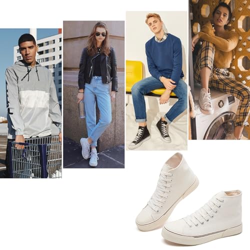 Image of hash bubbie High Top Canvas Sneakers Fashion Walking Shoes | high tops non slip on walking breathable casual comfortable lace up tennis shoes