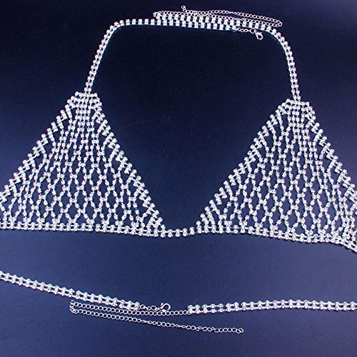 Image of Sexy Bling Rhinstone Bra Body Chain Rhinstone Underwear Bra Harness Crystal Body Chain Jewelry Bikini Crystal Bralette Underwea for Women