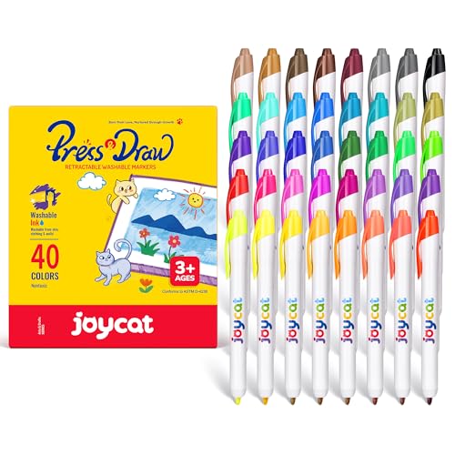 JoyCat Click & Draw Washable Markers for kids with Retractable Tips,40 Colors Markers Set,retractable marker for Toddlers Kids, Ideal arts & crafts...