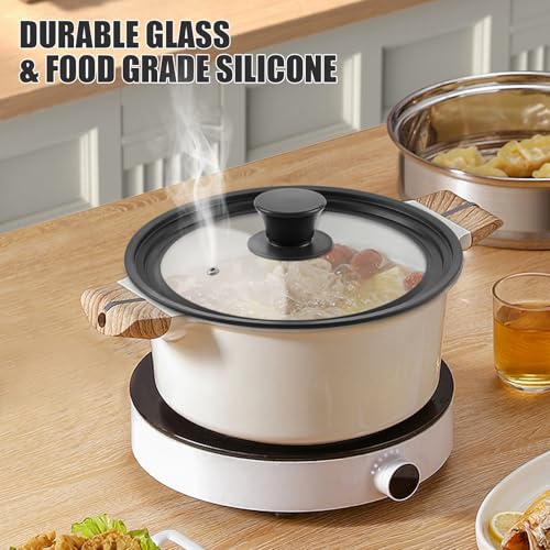 Universal Lid for Pots Pans and Skillets, Pan Cover Fit 6\", 7\", 7.8\" Diameter Cookware, Silicone Replacement Pan Lid Pot Lids for Frying Pans, Cast Iron,Tempered Glass Lid