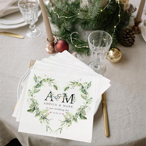 Noni Luxury Custom Napkins For Wedding, Custom Printed Wedding Napkin, Customized Couple Name Paper,...