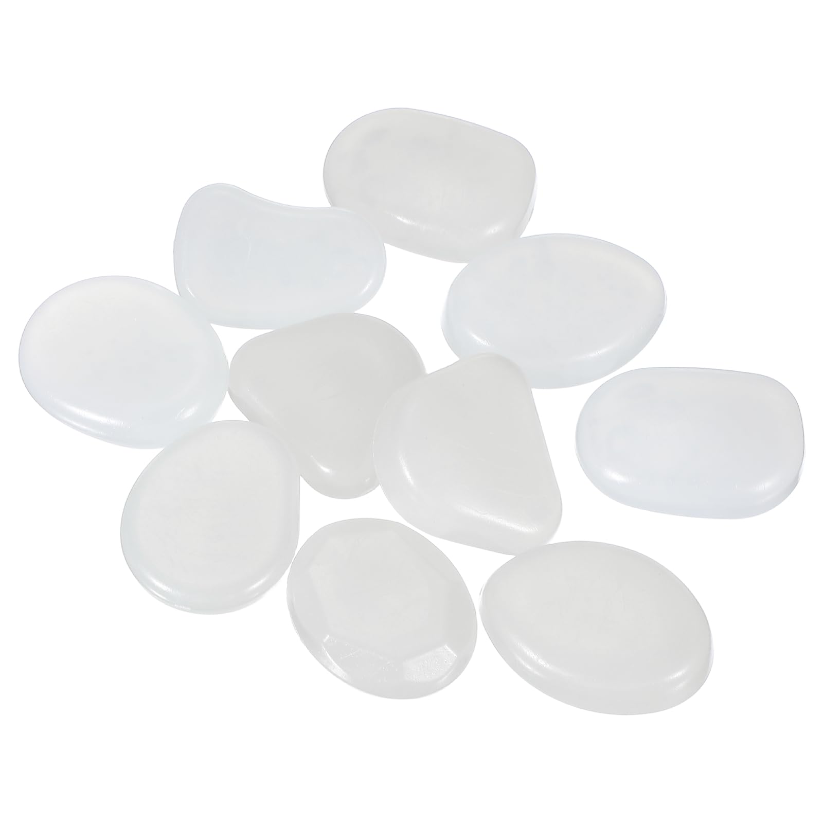 YELARXI Large Glow in the Dark Stones, Luminous Pebbles Stones Glowing Rocks Decorative Light Up Pebbles Fitting for (Fish Tank/Outdoor Garden Decor/Yard/Walkway) 10 Pcs & White