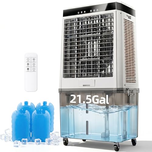 Image of Uthfy 6288 CFM Swamp Cooler for 1,400 sq. ft, 48 inch Evaporative Air Cooler with 21.5 Gal Detachable Water Tank, 120 Oscillation, 3 modes, 12H Timer, Indoor & Outdoor Air Conditioner for Garage, Patio