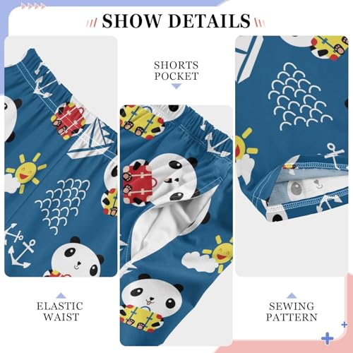 Panda Anchor Ship Boys Long Pants Soft Trousers Elastic Waist Kids Lounge Bottoms with Pockets S-XL4
