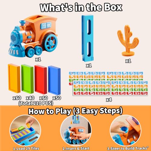 Auto Domino Train, 210 piezas bloq. STEM para edades 3-8 miniatura 7
