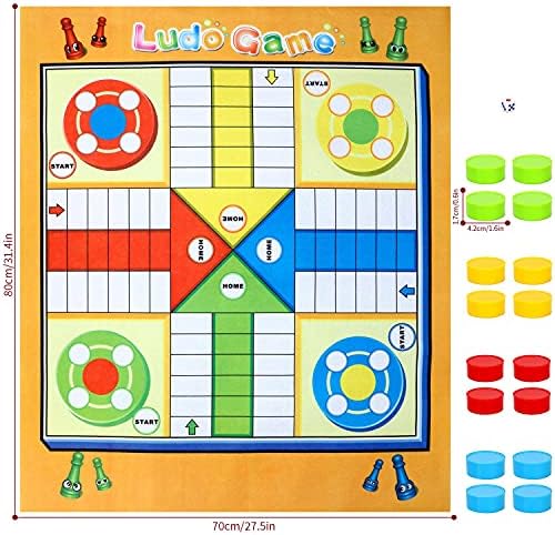 SOKA Ludo Giant Board Game Set Classic Entertainment Fun Game Playmat Rug Carpet Travel Board Games Activities for Kids and Family  Suitable for Indoor or Outdoor Play