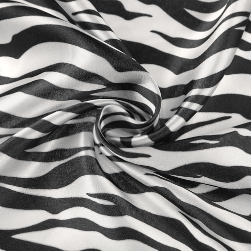 Women Zebra Printed Satin Large Square Scarves, 35"x35" Silky Neck Scarf Neckerchief Head Wrap Bandanas4