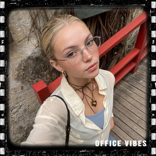 Image of IGnaef Fashion Non Prescription Fake Glasses for Women Blue Light Blocking Rectangle Metal Frame IF8733