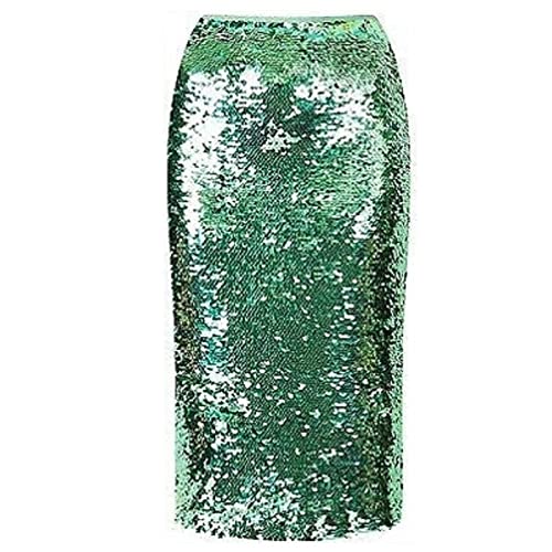 NIMUDU Jupe Sequin,Femmes Jupe Femmes Green Sequin Zipper Midi Jupe Paquet Hip Slim Jupe Femininas Élégante Fête Dames Porter Sexy (Color : Green, Size : L) Cover