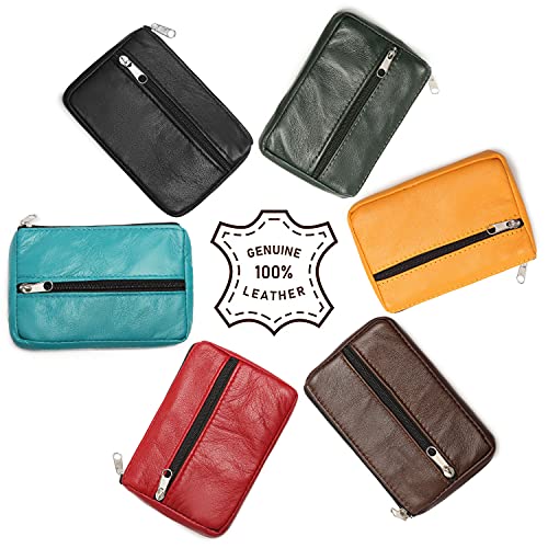 Bagwise® Sleuteltasje - mini Portemonnee -Sleutelring - Pasjeshouder - Sleutelhoes - 11cm x 8cm - Echt Leer - Zwart - Image 8