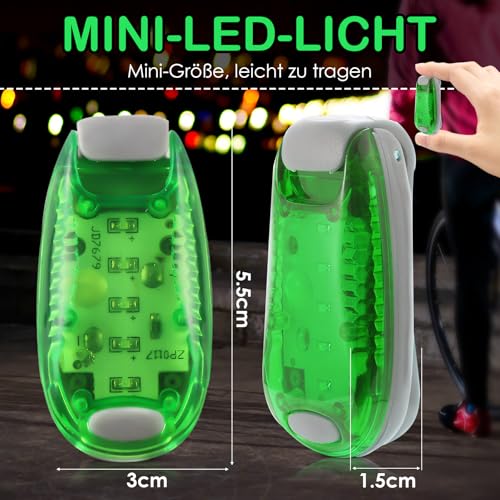3 Stück LED Sicherheitslicht, Blinklicht Schulranzen Licht, Clip Reflektor Rucksack licht, Sicherheitsleuchten für Jogger, Hunde, Outdoor-Sicherheit, Kinderwagen-Sicherheit（Grün）