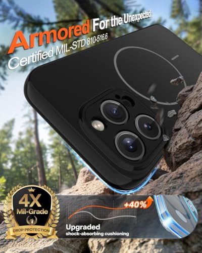 Image of Magnetic for iPhone 16 Pro Max Case,Shockproof Matte Cover,Black Matte | with Screen Protector,Compatible with MagSafe,Military Grade Drop Protection,Full Camera Protection,Non-Slip Design Case