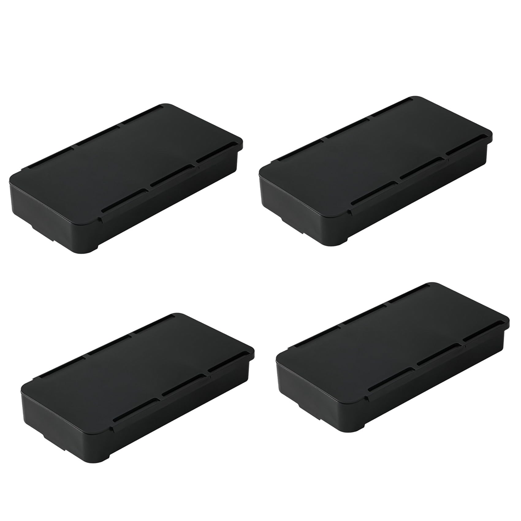 Vjsujehgy 4X Under Desk Drawer Organizer Storage Box Self-Adhesive Stationary Container Desk Makeup Holder Black