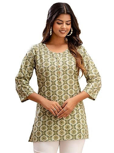 Image of feranoid Women Cotton Printed Straight Short Kurti