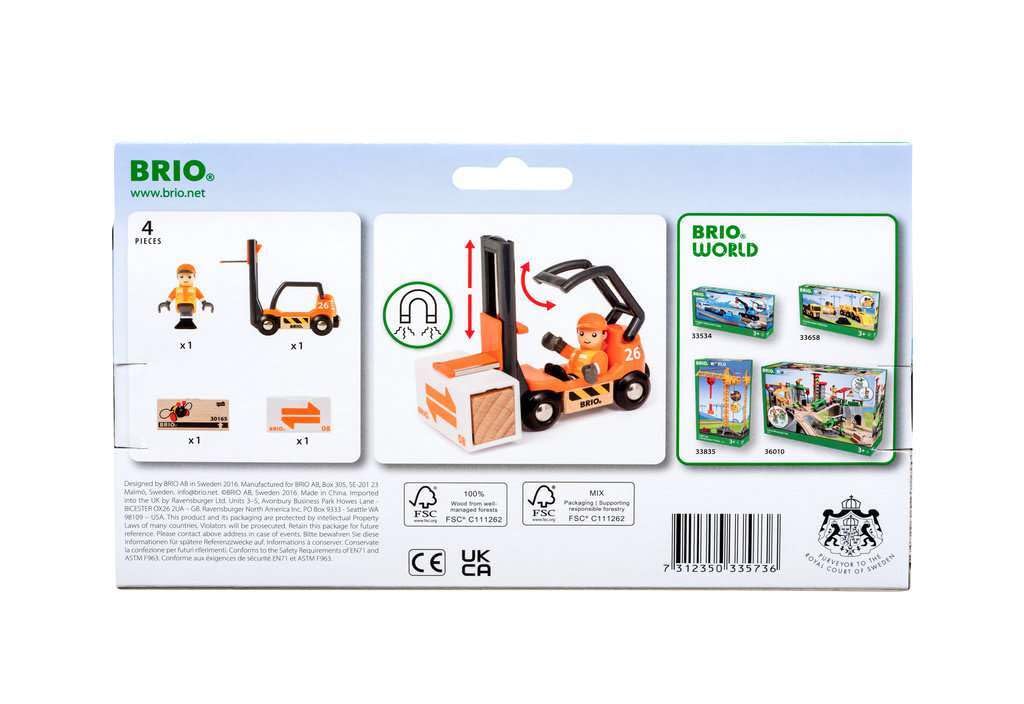 Amazon.com: BRIO World 33573 - Wooden Toy Train Fork Lift Set