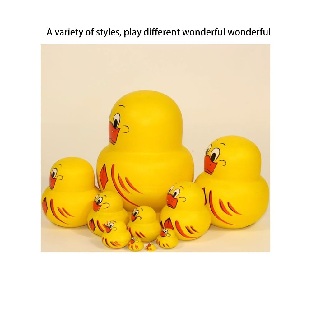 Amazon.co.jp: 置物 マトリョーシカ 10 個木製黄色いアヒルのおもちゃ