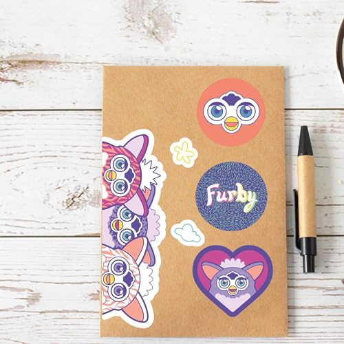 Image of Hasbro Furby Trio Adhesive Vinyl Decals - Fun Set of Furby Stickers for Car, Laptop or Water Bottle, 1 Pack (6 Count)