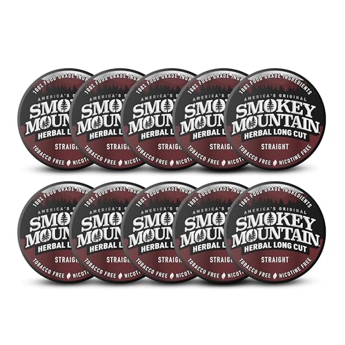 Image of Smokey Mountain Herbal Long Cut - Straight - 10 Can Box - Tobacco Free and Nicotine Free Snuff