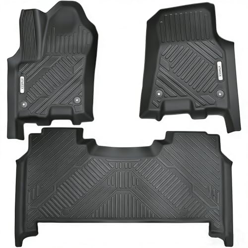 XTWEEX All Weather Floor Mat for Dodge Ram 1500 Crew Cab 2025 2026 with Rear Under-Seat Factory Storage Bucket Seat TPE Car Mat Full Set Front & Rear 3 PCS Anti-Slip Waterproof