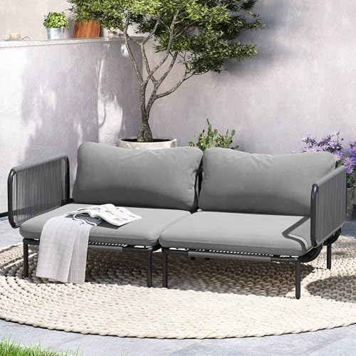 Image of Crestlive Products Oversized Outdoor Couch, 2-Seater Modular Sectional Sofa with Cushions, Modern Patio Conversation Set for Backyard, Deck, Porch or Poolside
