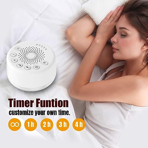 Image of Sound Machine Easysleep White Noise Machine with 25 Soothing Sounds and Night Lights with Memory Function 32 Levels of Volume and 5 Sleep Timer Powered by AC or USB for Sleeping Relaxation (White)