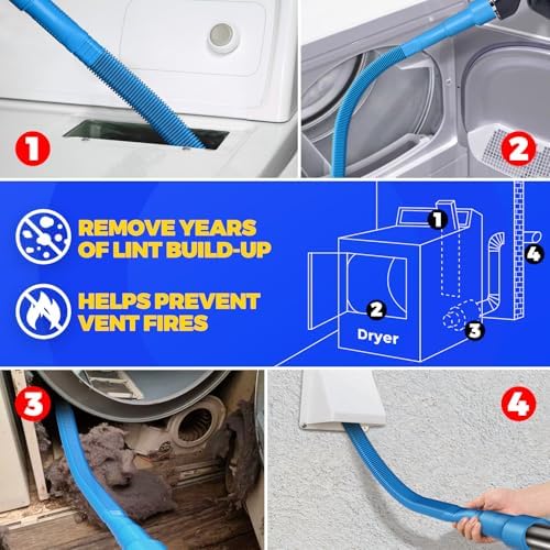 Holikme Dryer Vent Cleaner Kit 2Pack - Lint Vacuum Attachment & Brush - 3
