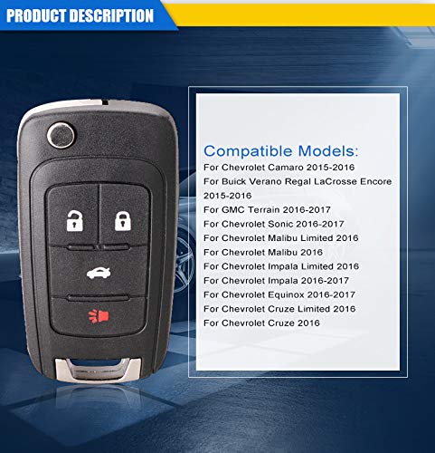 KeylessOption Key Fob Replacement For GMC Terrain & Buick Encore | 2010-2019 Models 4-Button