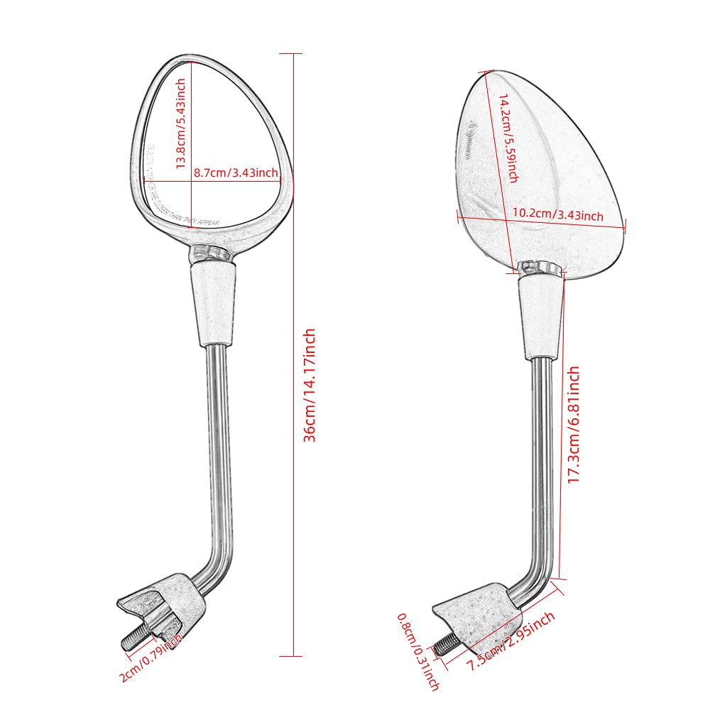 Rétroviseur latéral pour moto E9 adapté au Sprint 50 125 150 2014-2022 Rétroviseur pour scooter et moto, vis 8 mm (Argent)