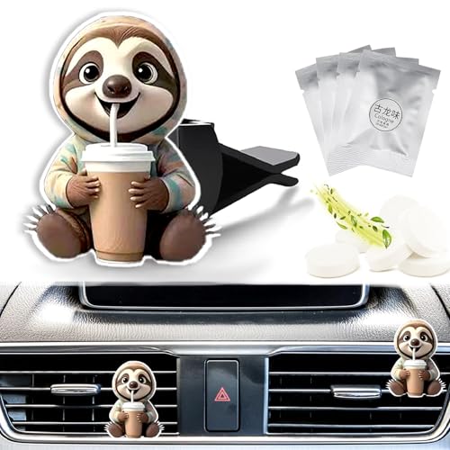 Image of Cute Car Air Freshener Clips Sloth Car Vent Clip Sloth Cars Scents Cologne Air Conditioner Clip Auto Vent Interior Decoration Cars Accessories Sloths Loves Gifts for Men Women