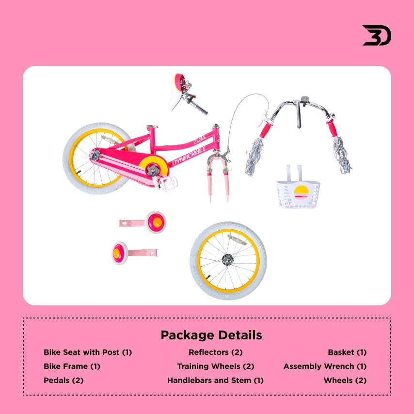 Dynacraft Sunset 18-Inch Girls BMX Bike for Age 6-9 Years, Pink