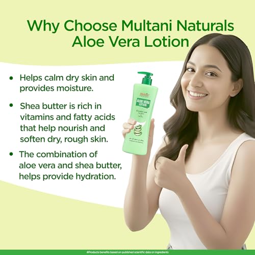 Image of Multani Natural Aloe Vera Body Lotion (400ml) | with Deep Moisture | Moisturizer For Normal, Dry, Combination & Sensitive Skin | Moisturising Body Lotion for Women & Men | Hydrating & Refreshing | Helps in Dryness Reduction & Softens The Skin