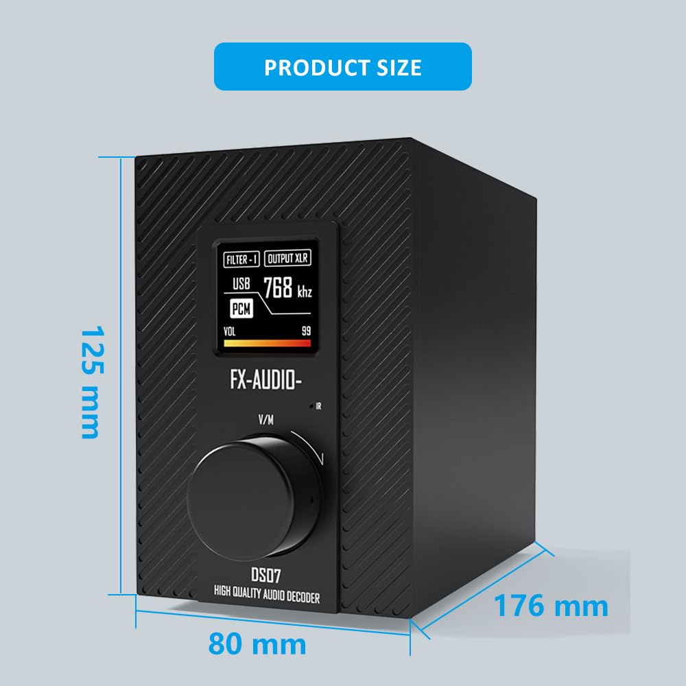 FX-AUDIO- DS07 DAC - ES9068AS XU216 Bluetooth 5.1 HiFi Vollsymmetrischer Decoder 32Bit/768kHz DSD512 Native MQA, mit Fernbedienung
