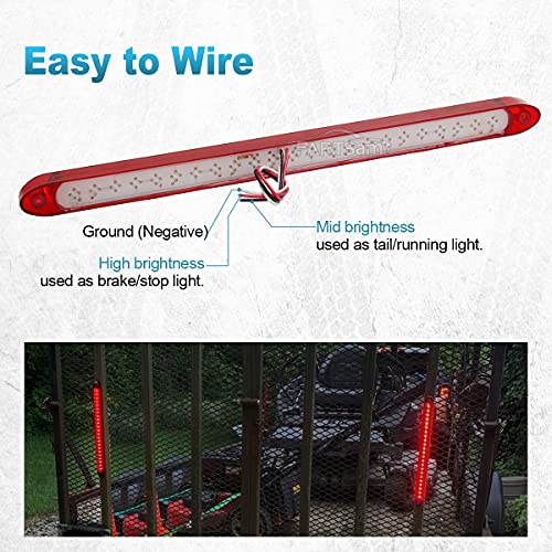 Image of Partsam 2PCS 17 inch Red LED Trailer Light Bar 23 LED Third Brake Light Trailer Center Light Bar with Stop Turn Tail Functions Waterproof Surface Mount for Trailers Cargo