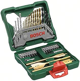 Bosch X-Line 50-częściowy zestaw wierteł i bitów do wkrętarek z powłoką TiN (do drewna, kamienia i metalu, w tym frezy i wiertła płaskie, osprzęt do wierteł i wkrętarki)