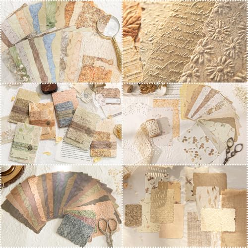 168Pcs Scrapbook Supplies Kit Textured Paper, Rice Paper For Scrapbooking Paper,Junk Journal Supplies,Decorative Decoupage Card Making Supplies,And DIY Mixed Media Collage Card,Vintage Wall Decor