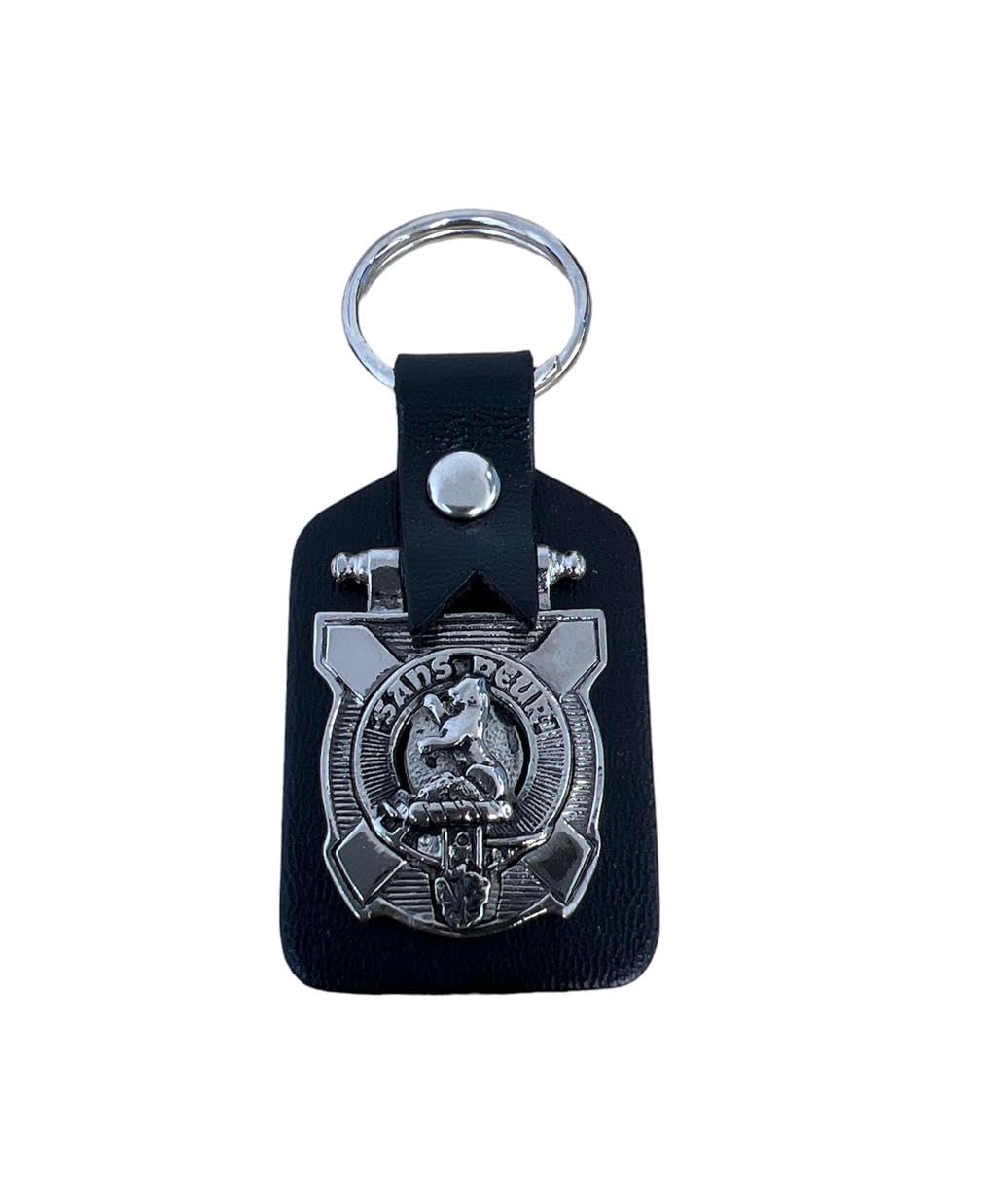 Kilts Wi Hae Sutherland Clan Crest Pewter & Leather Keyring Key Fob