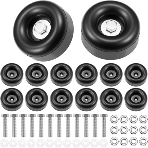 BBTO - BBTO 12 Packs 2.5 Trailer Ramp Door Bumper Including Screw Kits, Trailer Door Bumper Compatible with Cargo Ramp, Truck Gates Round Rubber Bump Stops Utility Accessories, Black