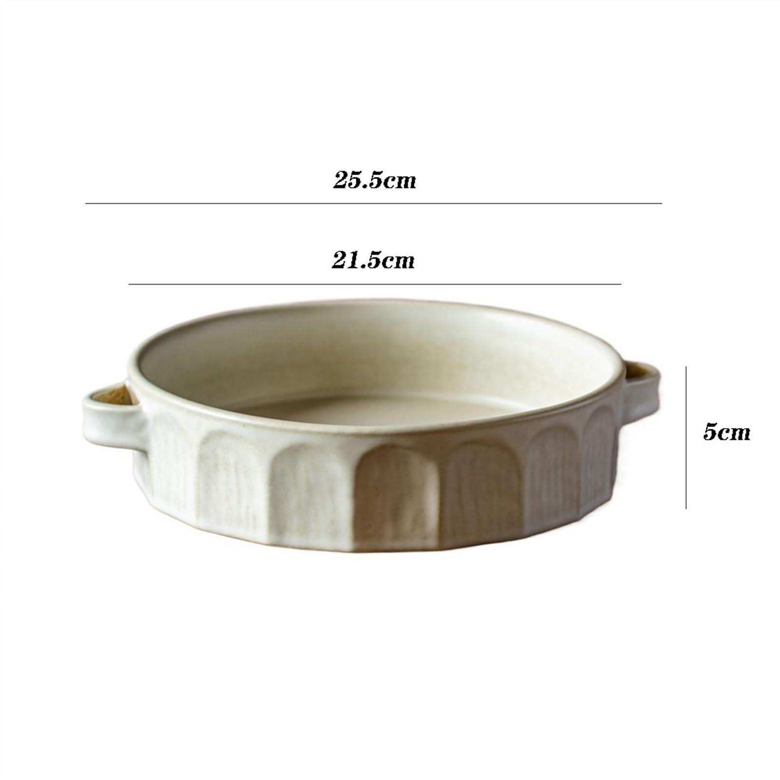Plaque ronde à Surface coupée Double oreille, cuisson de poterie brute Vintage Pain(Blanc)