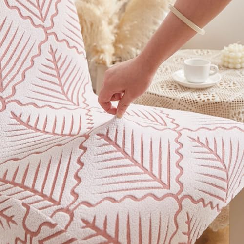 Image of HOMETHREADS Stretchable Elastic Jacquard Chair Seat Cover | Removable, Washable & Durable Chair Protector | Ideal for Dining Room, Kitchen, Restaurant & Party Chairs (Pink, Pack of 1)