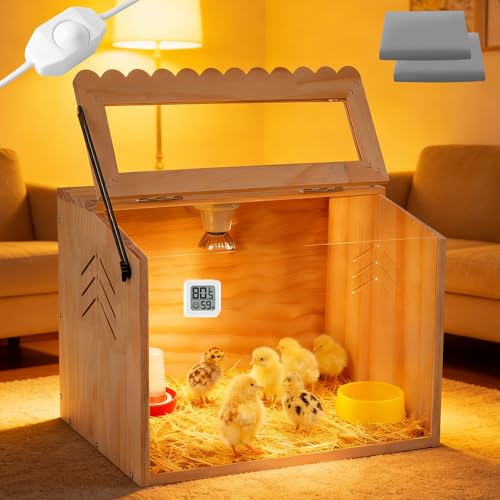 JOGEPEYO Chicken Brooder Box Brooder Box for Chicks & Quail Small Chicken Coop Quail Cage with Heat Lamp Ideal for Chicks Ducks Quails Hamsters and Lizards (15.75 x 12 x 12 in)