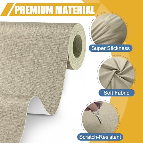 Linen Fabric Repair Tape Kit, 4" x 80" Self-Adhesive Couch Patch Repair Fabric Patches for Furniture, Clothes, Upholstery, Carpets, Chairs, Sofas, Pillows Dark Beige by Sgooyir - Image 4
