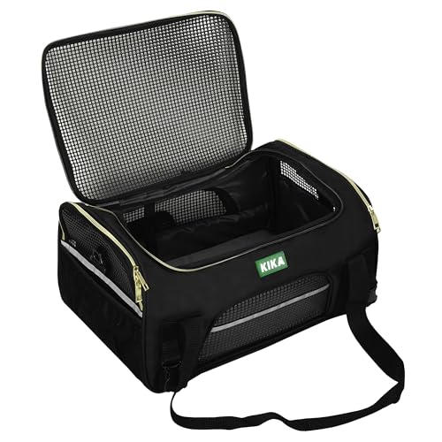 Image of KIKA Pets Goldfinch Cat Bag Carrier | Small Dog Puppy Bag Carrier | Airline Dimension Approved Akasa - Medium Size (18.5 x 12.5 x 9.9 inches), Midnight Black