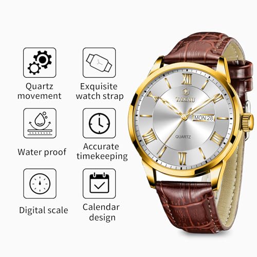 Leather Watches for Men Casual Men's Waterproof Watch Luxury Dress Men Watch Classic Stainless Steel Analog Quartz Mens Wrist Watches with Date Luminous Large Face2