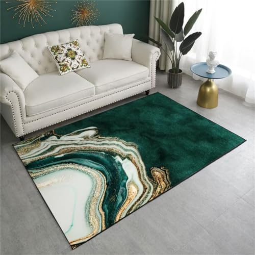 Tapis lavable motif floral abstrait vert 100x200cm pour chambre de garçon