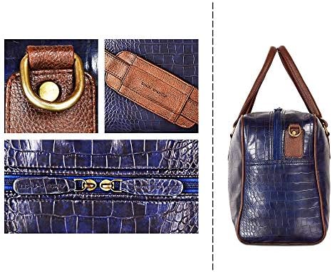 Simon Spencer Navy Blue Handmade Faux Leather Estilo Alligator Duffel Bag 4 Simon Spencer Navy Blue Handmade Faux Leather Estilo Alligator Duffel Bag
