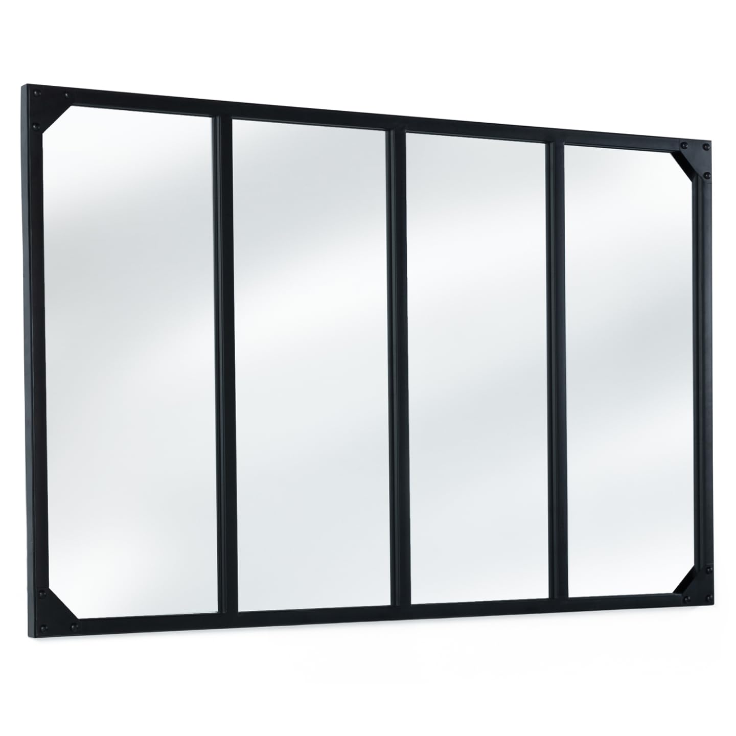 IDMarket - Miroir verrière 4 Bandes Design Industriel 110x70 cm