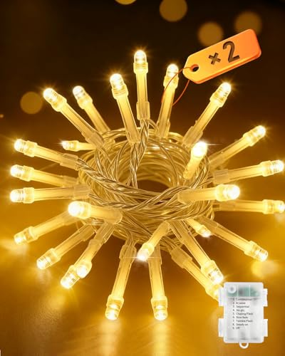 Opard Lichterkette Batterie, 2er Set 30er LED 3M Warmweiß,...